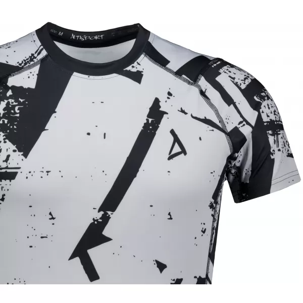  Tricou de compresie funcțională pentru bărbați cu premiu cu mânecă scurtă ALTISPORT VOJ/ALM079TR04 NEGRU -GRAY 
