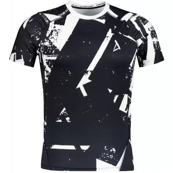  Tricou de compresie funcțională pentru bărbați cu premiu cu mânecă scurtă ALTISPORT VOJ/ALM079TR04 ALB -NEGRU 