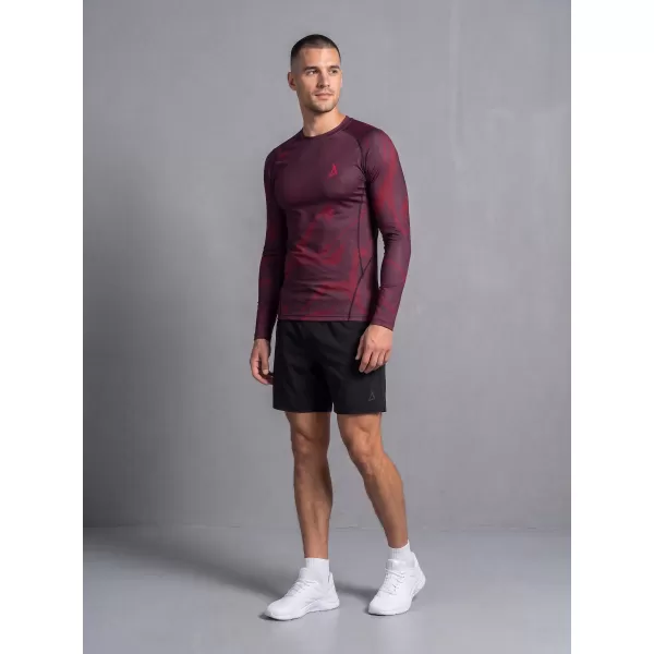  Tricou de compresie funcțională pentru bărbați cu premium cu mânecă lungă ALTISPORT VOJ/ALM072TR03 VIN ROȘU 