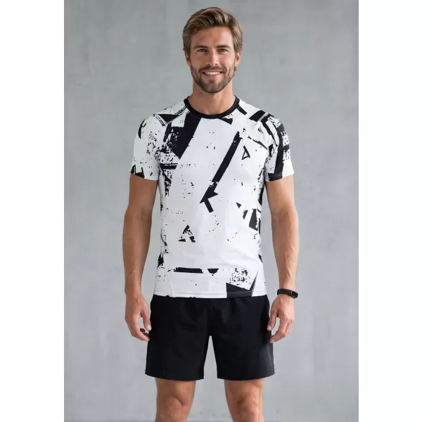  Tricou de compresie funcțională pentru bărbați cu premiu cu mânecă scurtă ALTISPORT VOJ/ALM079TR04 ALB -ȘI -BLACK 