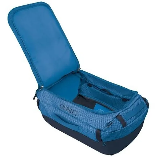  Geantă OSPREY TRANSPORTER 65 BLUE FLAME/SCORIA BLUE 