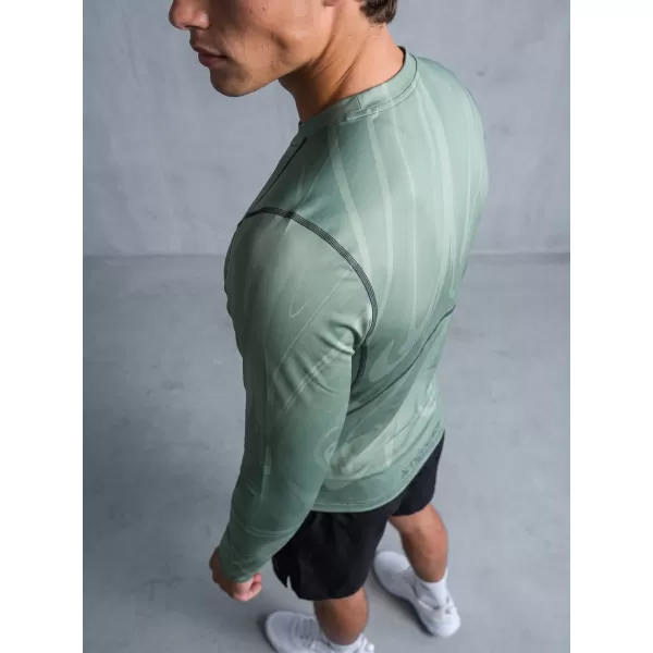  Tricou de compresie funcțională pentru bărbați cu premium cu mânecă lungă ALTISPORT VOJ/ALM072TR03 VERDE 