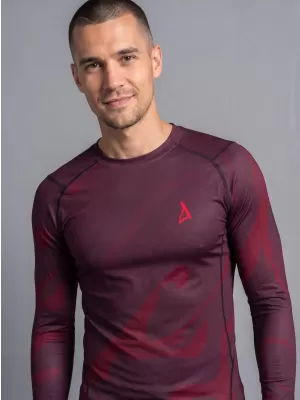 Tricou de compresie funcțională pentru bărbați cu premium cu mânecă lungă ALTISPORT VOJ/ALM072TR03 VIN ROȘU