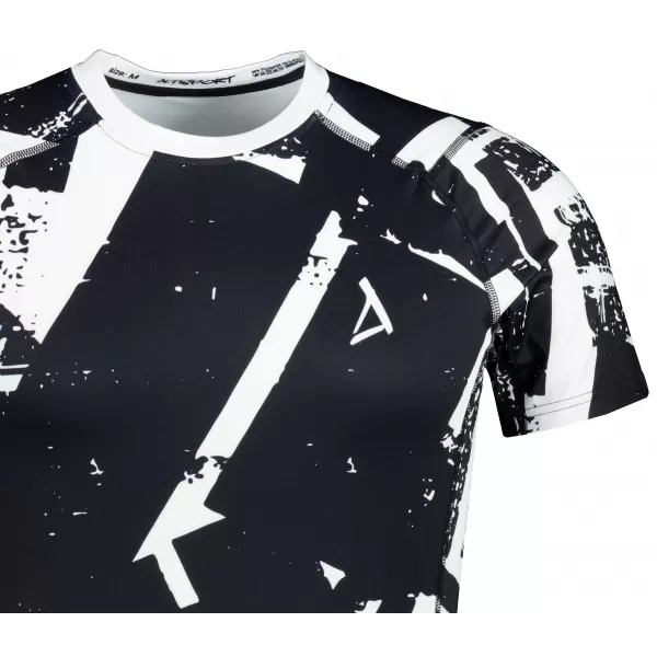  Tricou de compresie funcțională pentru bărbați cu premiu cu mânecă scurtă ALTISPORT VOJ/ALM079TR04 ALB -NEGRU 