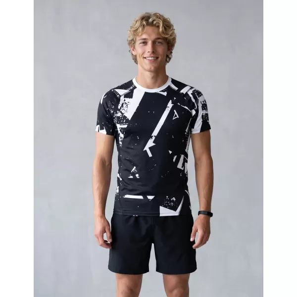  Tricou de compresie funcțională pentru bărbați cu premiu cu mânecă scurtă ALTISPORT VOJ/ALM079TR04 ALB -NEGRU 