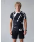 Tricou de compresie funcțională pentru bărbați cu premiu cu mânecă scurtă ALTISPORT VOJ/ALM079TR04 ALB -NEGRU