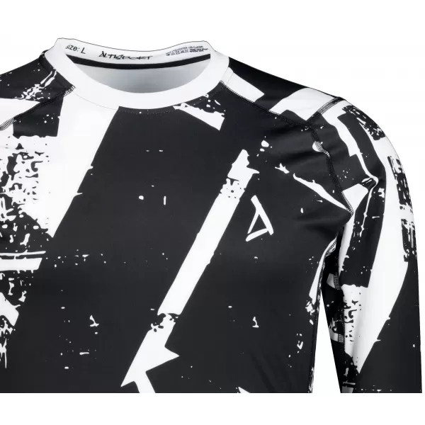  Tricou de compresie funcțională pentru bărbați cu premium cu mânecă lungă ALTISPORT VOJ/ALM079TR03 ALB -NEGRU 