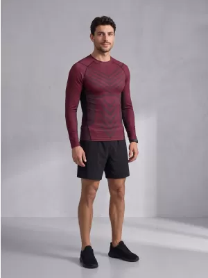 Tricou de compresie funcțională pentru bărbați cu premium cu mânecă lungă ALTISPORT VOJ/ALM095TR03 VIN ROȘU