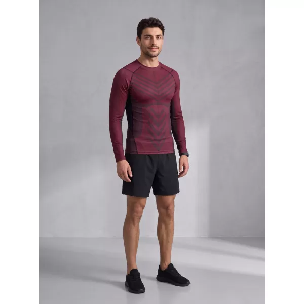  Tricou de compresie funcțională pentru bărbați cu premium cu mânecă lungă ALTISPORT VOJ/ALM095TR03 VIN ROȘU 