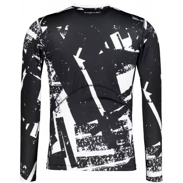  Tricou de compresie funcțională pentru bărbați cu premium cu mânecă lungă ALTISPORT VOJ/ALM079TR03 ALB -NEGRU 
