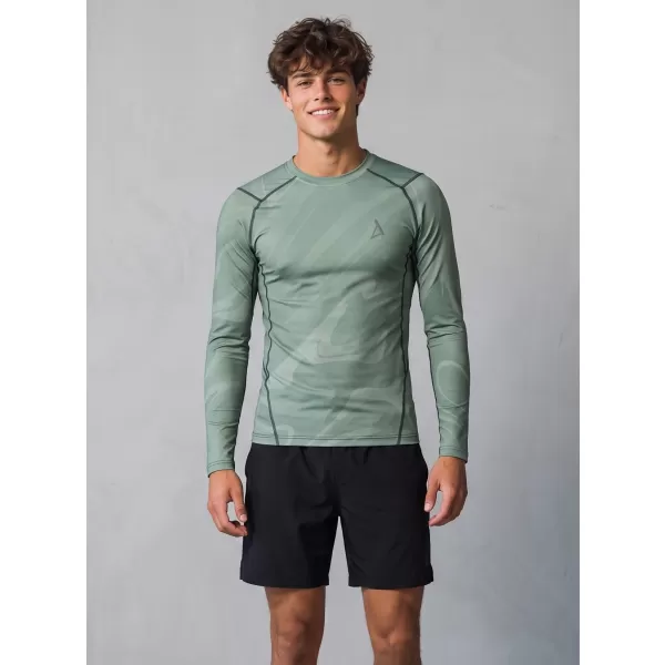  Tricou de compresie funcțională pentru bărbați cu premium cu mânecă lungă ALTISPORT VOJ/ALM072TR03 VERDE 