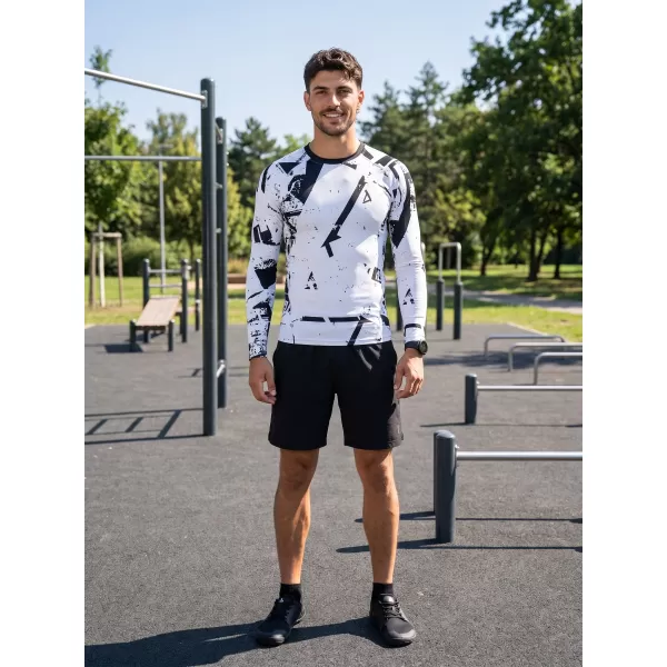  Tricou de compresie funcțională pentru bărbați cu premium cu mânecă lungă ALTISPORT VOJ/ALM079TR03 ALB -ȘI -BLACK 