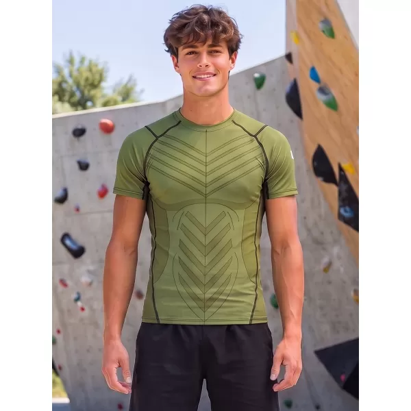  Tricou de compresie funcțională pentru bărbați cu premiu cu mânecă scurtă ALTISPORT VOJ/ALM095TR04 VERDE 