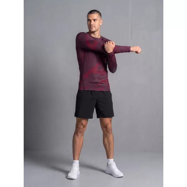  Tricou de compresie funcțională pentru bărbați cu premium cu mânecă lungă ALTISPORT VOJ/ALM072TR03 VIN ROȘU 