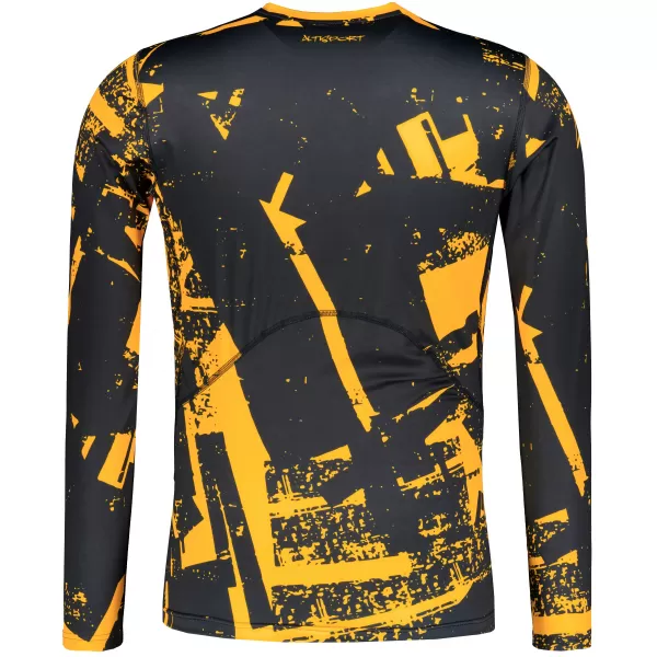  Tricou de compresie funcțională pentru bărbați cu premium cu mânecă lungă ALTISPORT VOJ/ALM079TR03 NEGRU -YELLOW 
