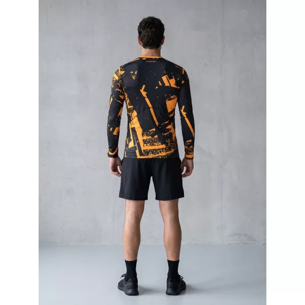 Tricou de compresie funcțională pentru bărbați cu premium cu mânecă lungă ALTISPORT VOJ/ALM079TR03 NEGRU -YELLOW 