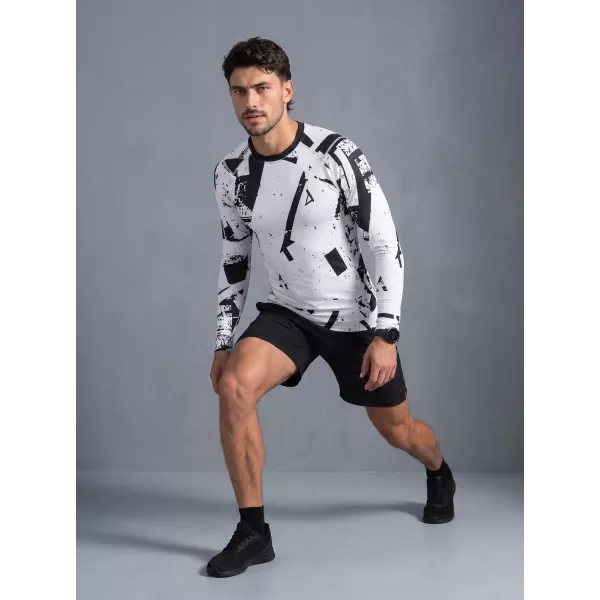  Tricou de compresie funcțională pentru bărbați cu premium cu mânecă lungă ALTISPORT VOJ/ALM079TR03 ALB -ȘI -BLACK 
