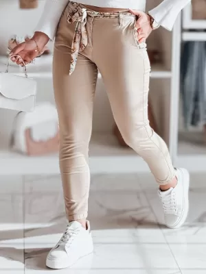 Pantalonii pentru doamne DSTREET ROSSALI UY2536 BEJ