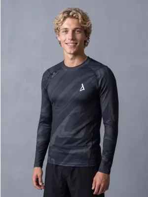 Tricou de compresie funcțională pentru bărbați cu premium cu mânecă lungă ALTISPORT VOJ/ALM072TR03 NEGRU