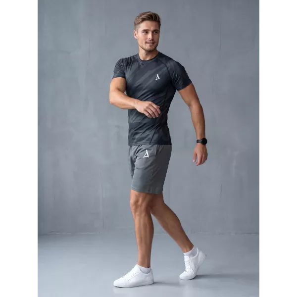  Tricou de compresie funcțională pentru bărbați cu premiu cu mânecă scurtă ALTISPORT VOJ/ALM072TR04 NEGRU 