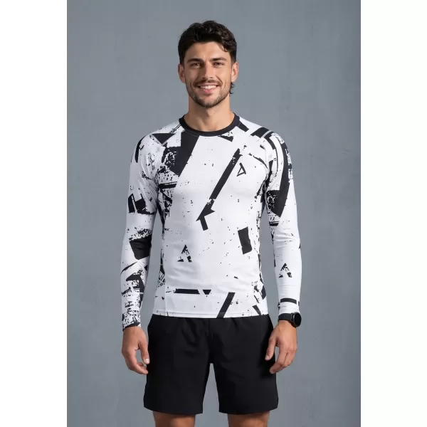  Tricou de compresie funcțională pentru bărbați cu premium cu mânecă lungă ALTISPORT VOJ/ALM079TR03 ALB -ȘI -BLACK 