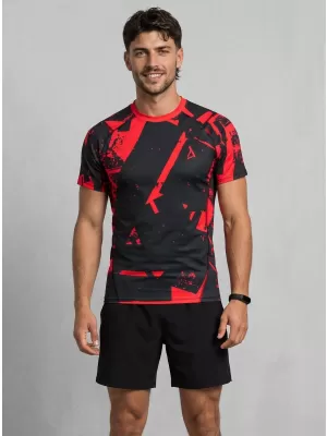 Tricou de compresie funcțională pentru bărbați cu premiu cu mânecă scurtă ALTISPORT VOJ/ALM079TR04 NEGRU -D