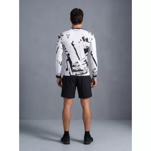  Tricou de compresie funcțională pentru bărbați cu premium cu mânecă lungă ALTISPORT VOJ/ALM079TR03 ALB -ȘI -BLACK 