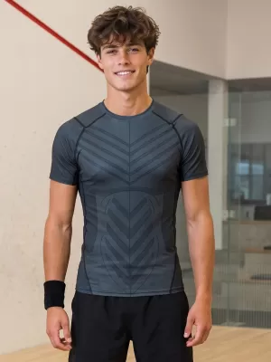 Tricou de compresie funcțională pentru bărbați cu premiu cu mânecă scurtă ALTISPORT VOJ/ALM095TR04 NEGRU