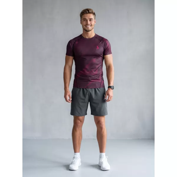  Tricou de compresie funcțională pentru bărbați cu premiu cu mânecă scurtă ALTISPORT VOJ/ALM072TR04 VIN ROȘU 