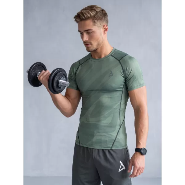  Tricou de compresie funcțională pentru bărbați cu premiu cu mânecă scurtă ALTISPORT VOJ/ALM072TR04 VERDE 