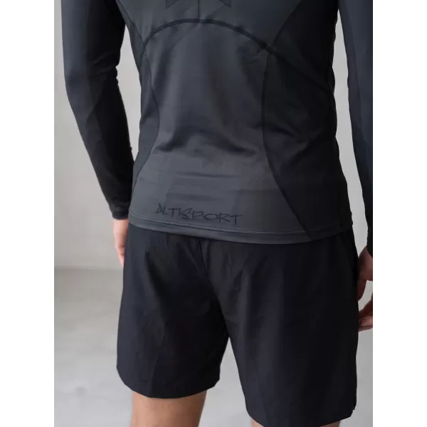  Tricou de compresie funcțională pentru bărbați cu premium cu mânecă lungă ALTISPORT VOJ/ALM095TR03 NEGRU 