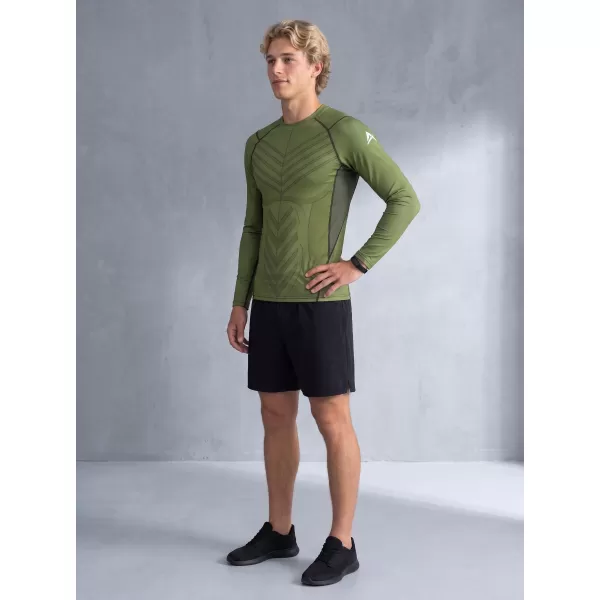  Tricou de compresie funcțională pentru bărbați cu premium cu mânecă lungă ALTISPORT VOJ/ALM095TR03 VERDE 