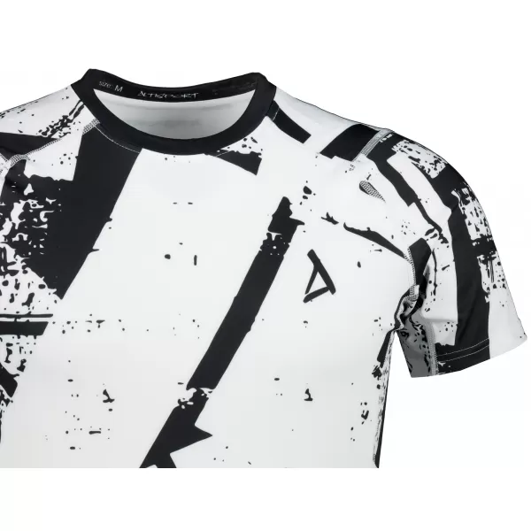  Tricou de compresie funcțională pentru bărbați cu premiu cu mânecă scurtă ALTISPORT VOJ/ALM079TR04 ALB -ȘI -BLACK 