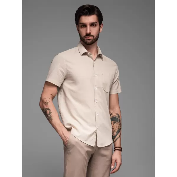  Cămaşă OMBRE OM-SHSS-0168 BEJ 