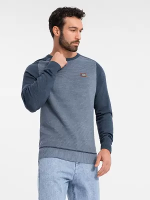 Pulover pentru bărbați OMBRE OM-SWSW-0121 ALBASTRU MARIN