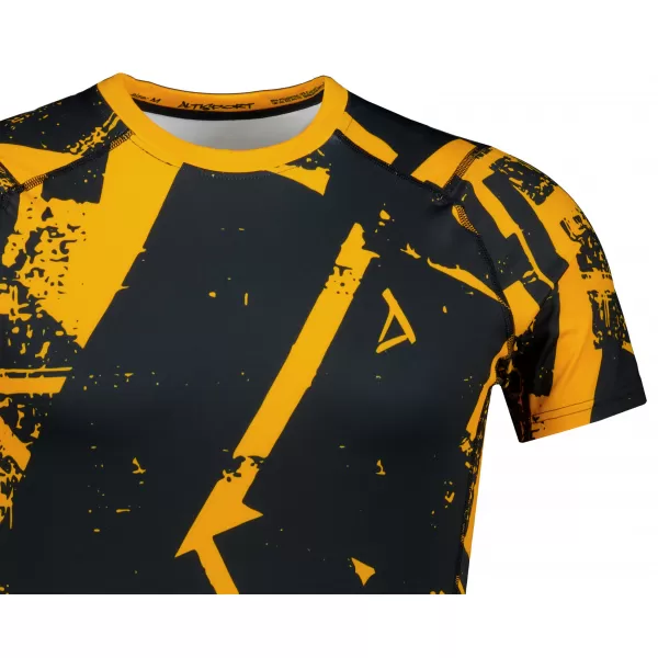  Tricou de compresie funcțională pentru bărbați cu premiu cu mânecă scurtă ALTISPORT VOJ/ALM079TR04 NEGRU -YELLOW 