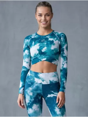 Top funcțional pentru femei cu mâneci lungi premium ALTISPORT VOJ/ALW066TR04 VERDE -BLUE