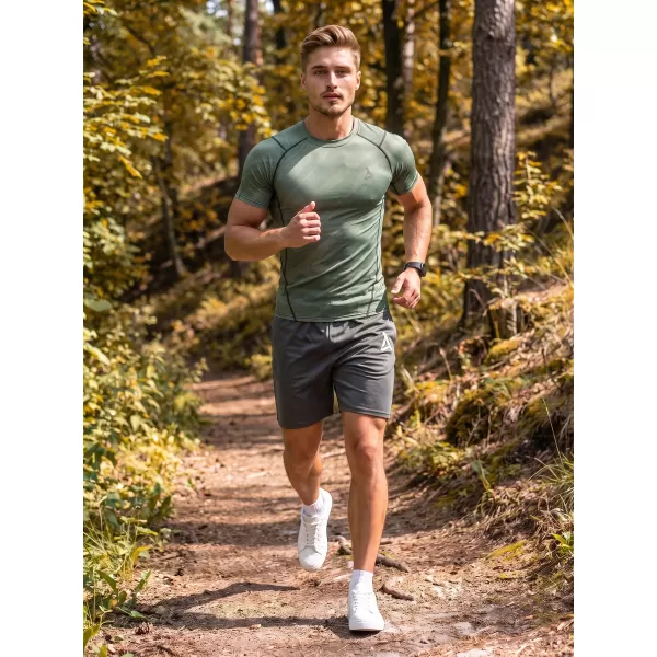  Tricou de compresie funcțională pentru bărbați cu premiu cu mânecă scurtă ALTISPORT VOJ/ALM072TR04 VERDE 