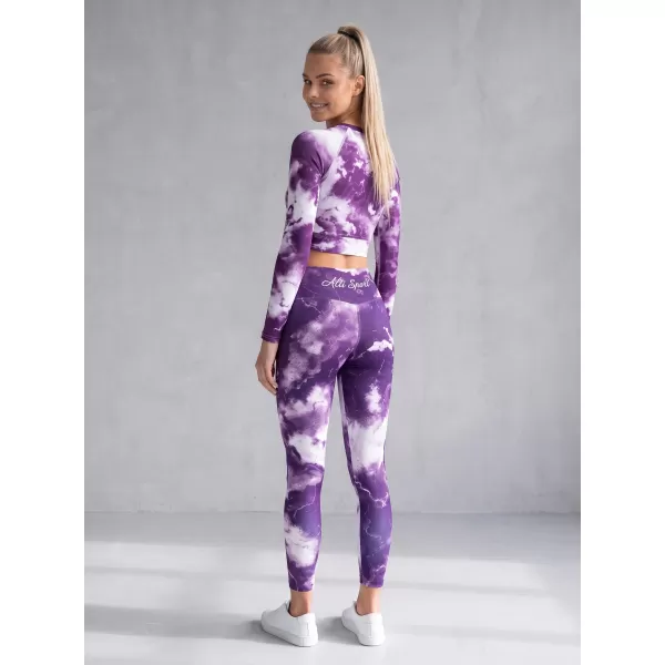  Top funcțional pentru femei cu mâneci lungi premium ALTISPORT VOJ/ALW066TR04 ALB -VIOLET 