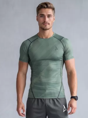 Tricou de compresie funcțională pentru bărbați cu premiu cu mânecă scurtă ALTISPORT VOJ/ALM072TR04 VERDE