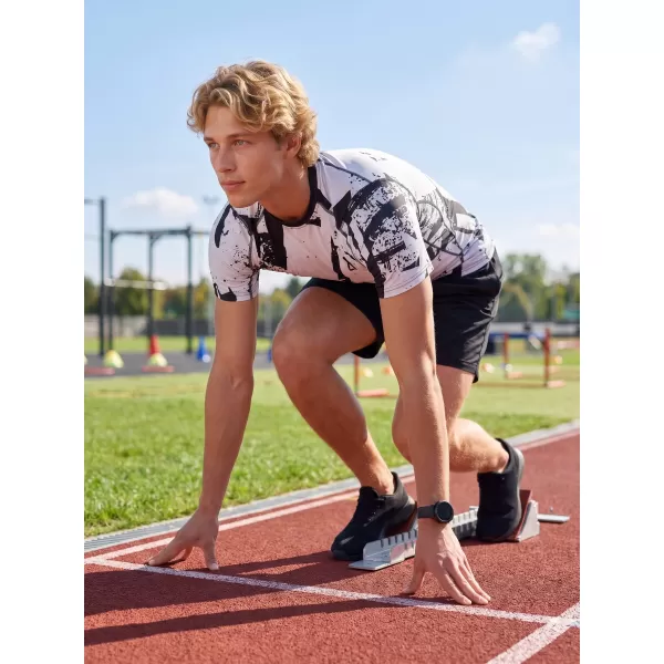  Tricou de compresie funcțională pentru bărbați cu premiu cu mânecă scurtă ALTISPORT VOJ/ALM079TR04 NEGRU -GRAY 