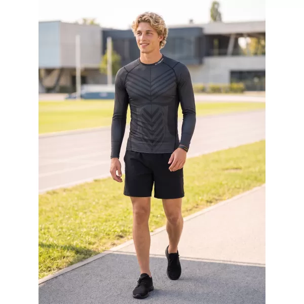  Tricou de compresie funcțională pentru bărbați cu premium cu mânecă lungă ALTISPORT VOJ/ALM095TR03 NEGRU 