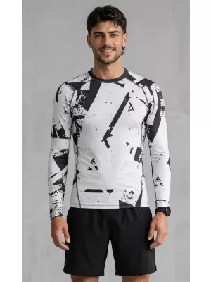 Tricou de compresie funcțională pentru bărbați cu premium cu mânecă lungă ALTISPORT VOJ/ALM079TR03 NEGRU -GRAY