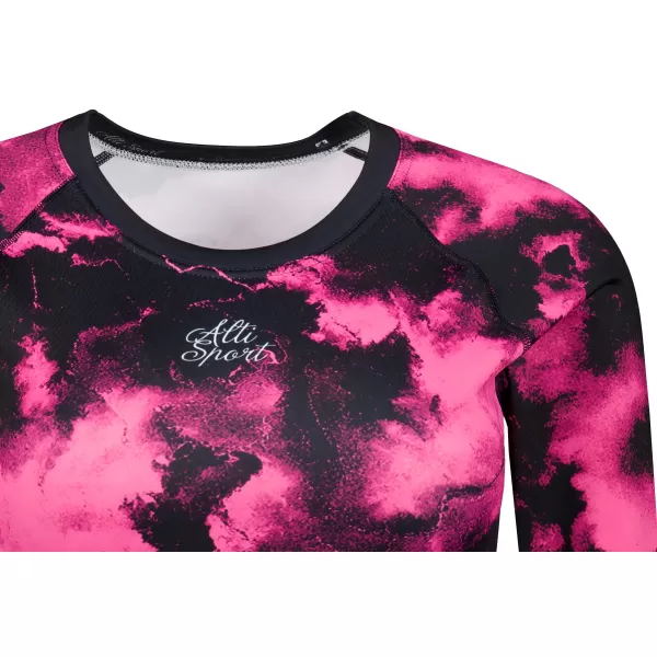  Top funcțional pentru femei cu mâneci lungi premium ALTISPORT VOJ/ALW066TR04 NEGRU -PINK 