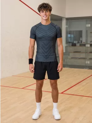 Tricou de compresie funcțională pentru bărbați cu premiu cu mânecă scurtă ALTISPORT VOJ/ALM095TR04 NEGRU