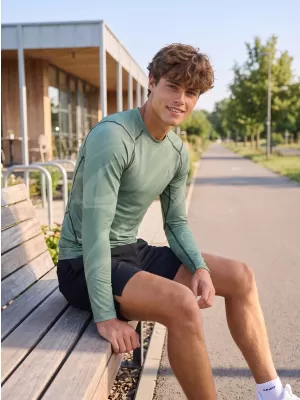Tricou de compresie funcțională pentru bărbați cu premium cu mânecă lungă ALTISPORT VOJ/ALM072TR03 VERDE