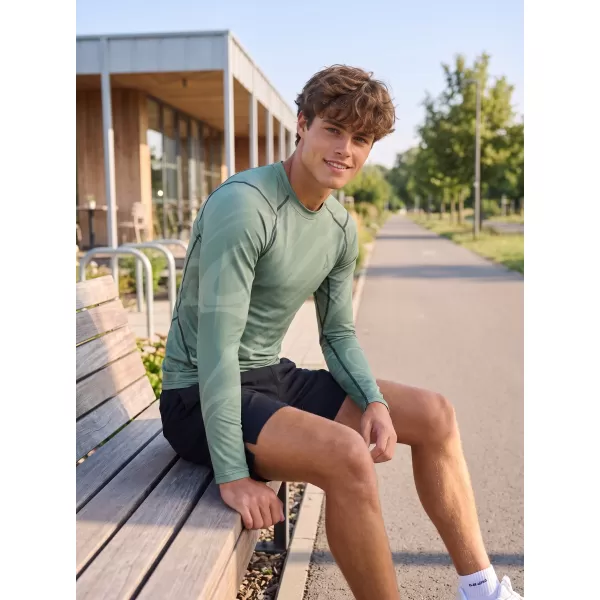  Tricou de compresie funcțională pentru bărbați cu premium cu mânecă lungă ALTISPORT VOJ/ALM072TR03 VERDE 