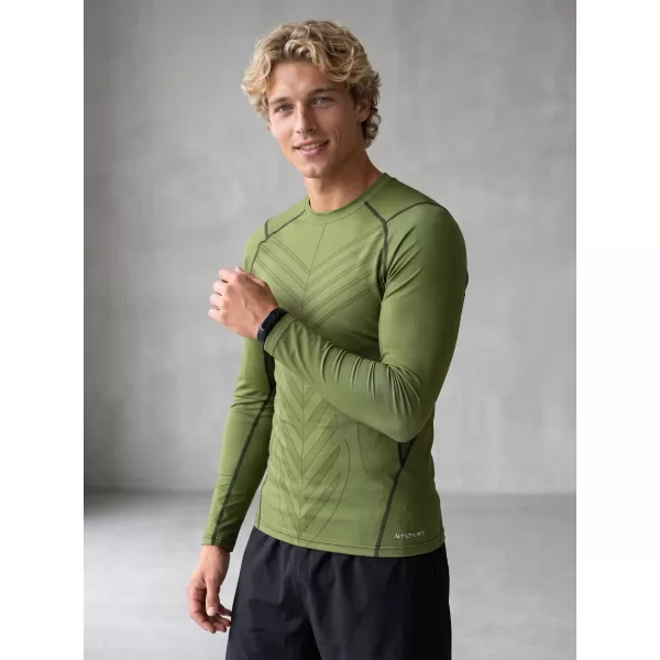  Tricou de compresie funcțională pentru bărbați cu premium cu mânecă lungă ALTISPORT VOJ/ALM095TR03 VERDE 