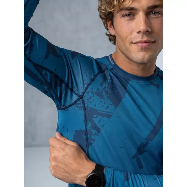  Tricou de compresie funcțională pentru bărbați cu premium cu mânecă lungă ALTISPORT VOJ/ALM079TR03 ALBASTRU 