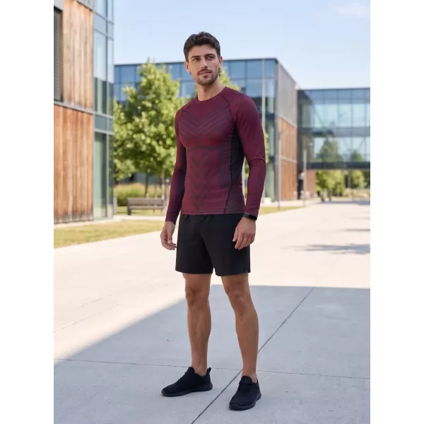  Tricou de compresie funcțională pentru bărbați cu premium cu mânecă lungă ALTISPORT VOJ/ALM095TR03 VIN ROȘU 